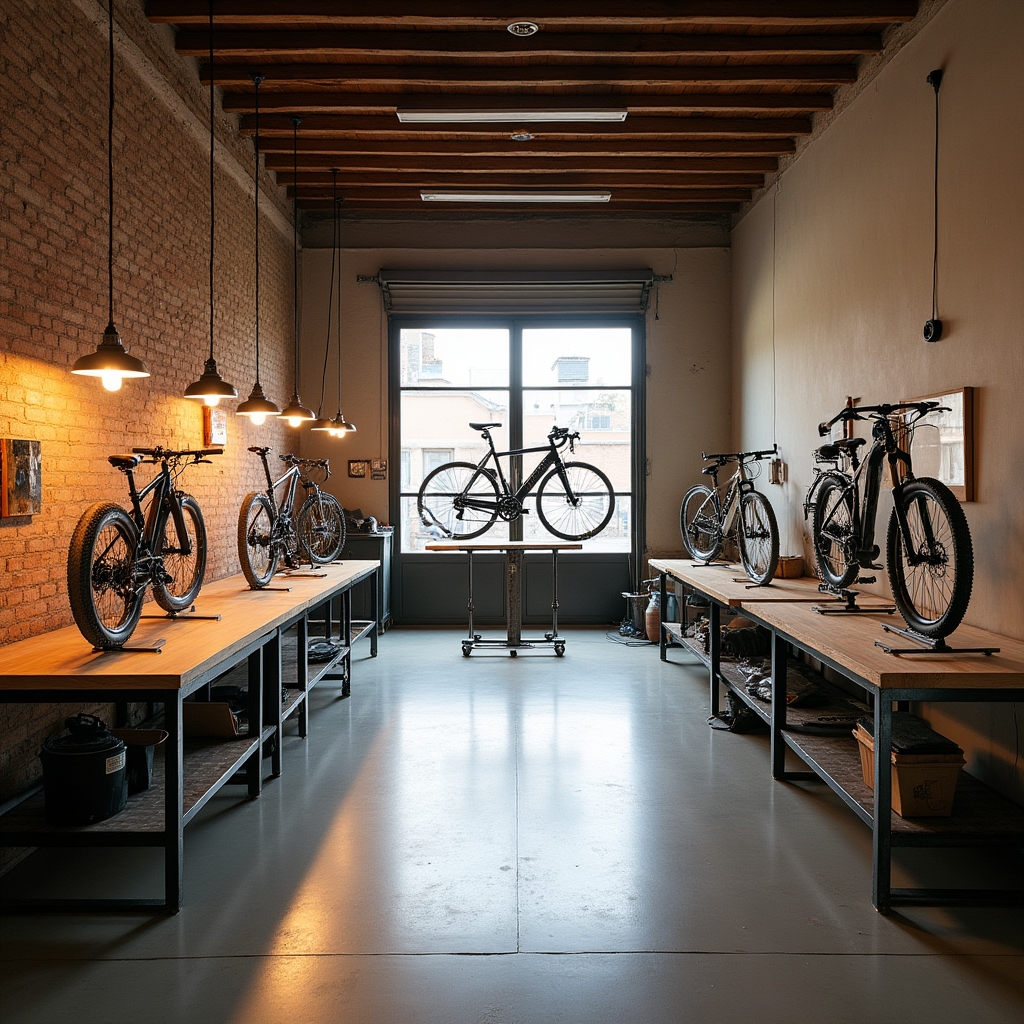 Spazio laboratorio Vororvorax a Bari con postazioni di lavoro per biciclette